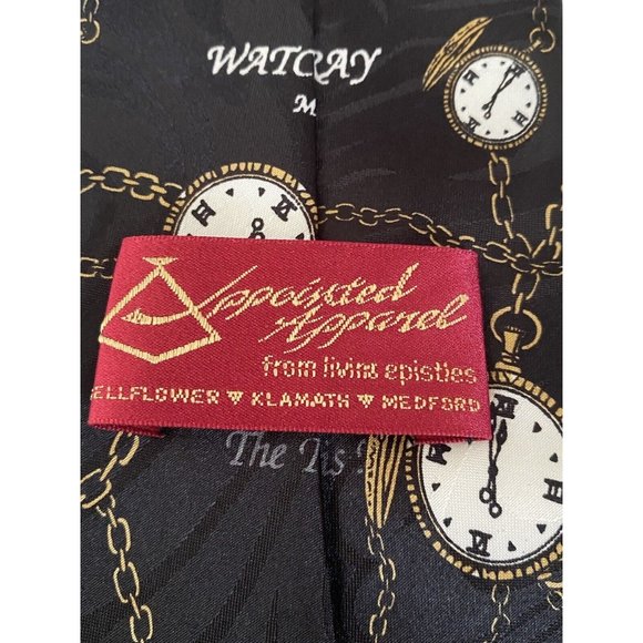 Appointed Apparel Watch and Pray Black Gold Christian Silk Tie Vintage 4" x 59" - Picture 5 of 16